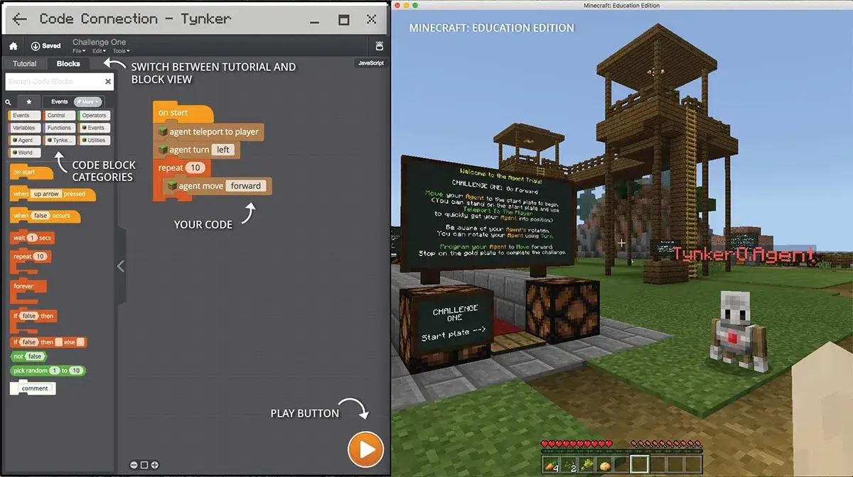 Minecraft block coding